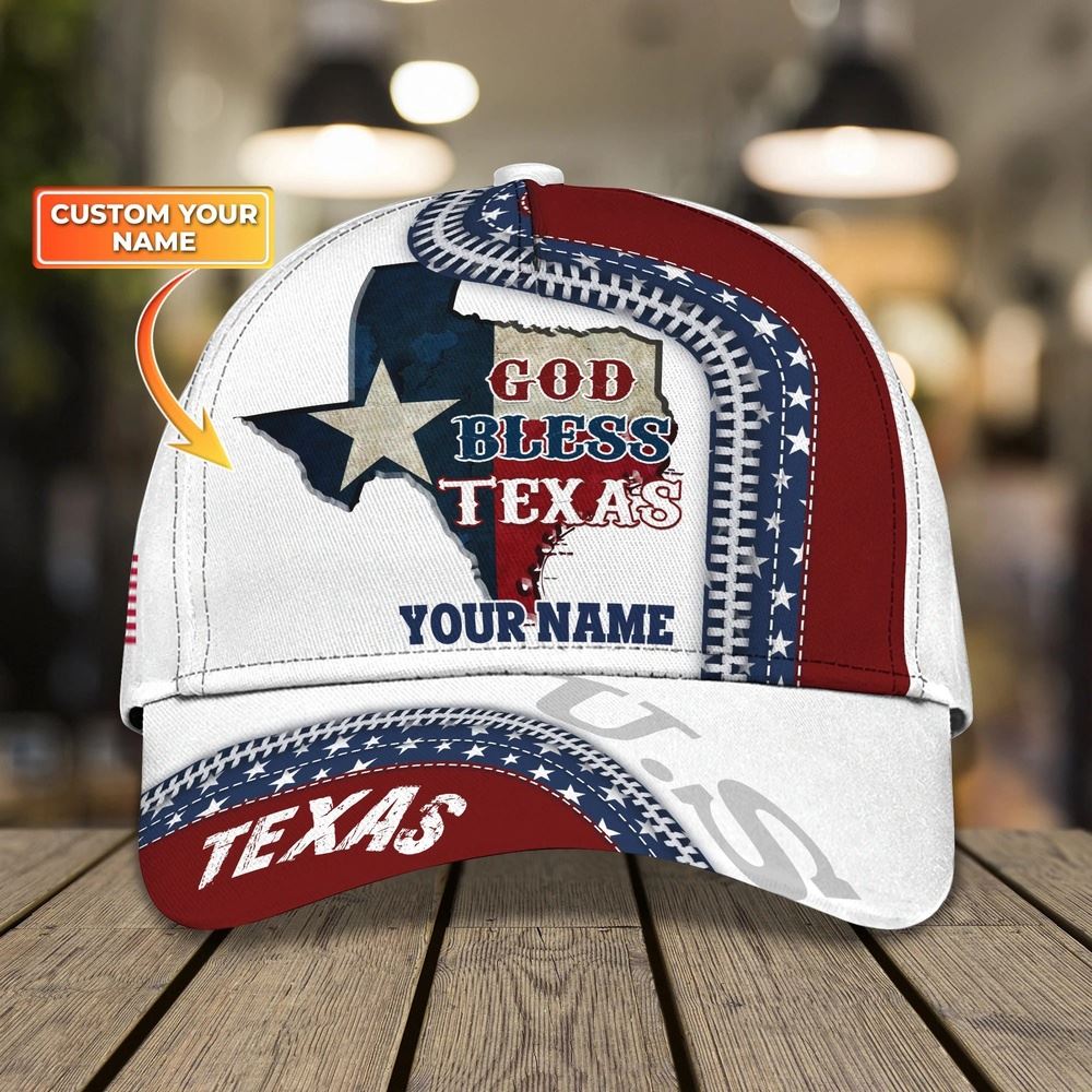 Personalized 3D Texas Cap - Baseball Cap God Bless Texas, Christian Jesus Hat Trucker Hats Custom Hats Gifts For Men & Women