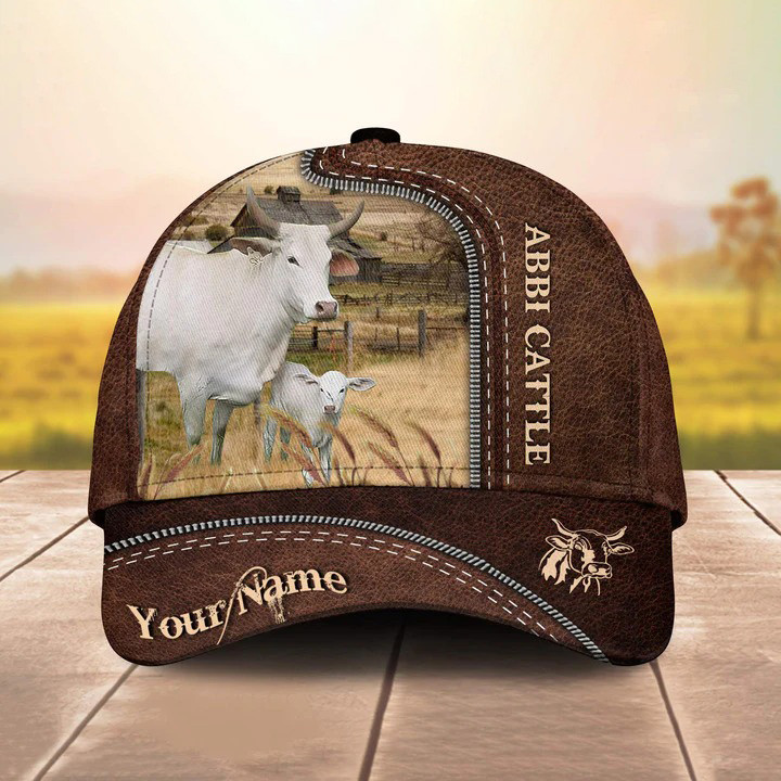 Personalized Abbi Cattle Hats for Farmers, Custom Name Abbi Cattle Retro Cap for Husband, Dad Trucker Hats Custom Hats Gifts For Men & Women