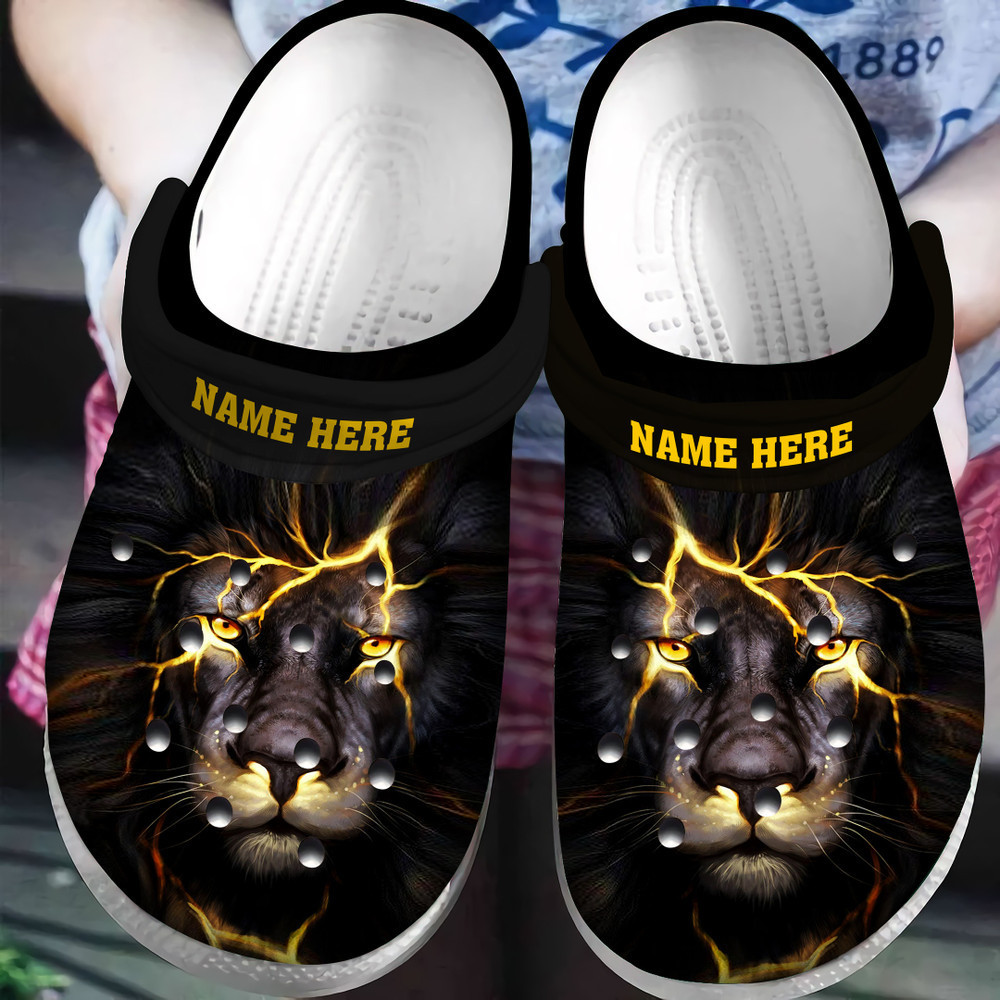 Personalized African American Black Lion Classic Clogs Shoes