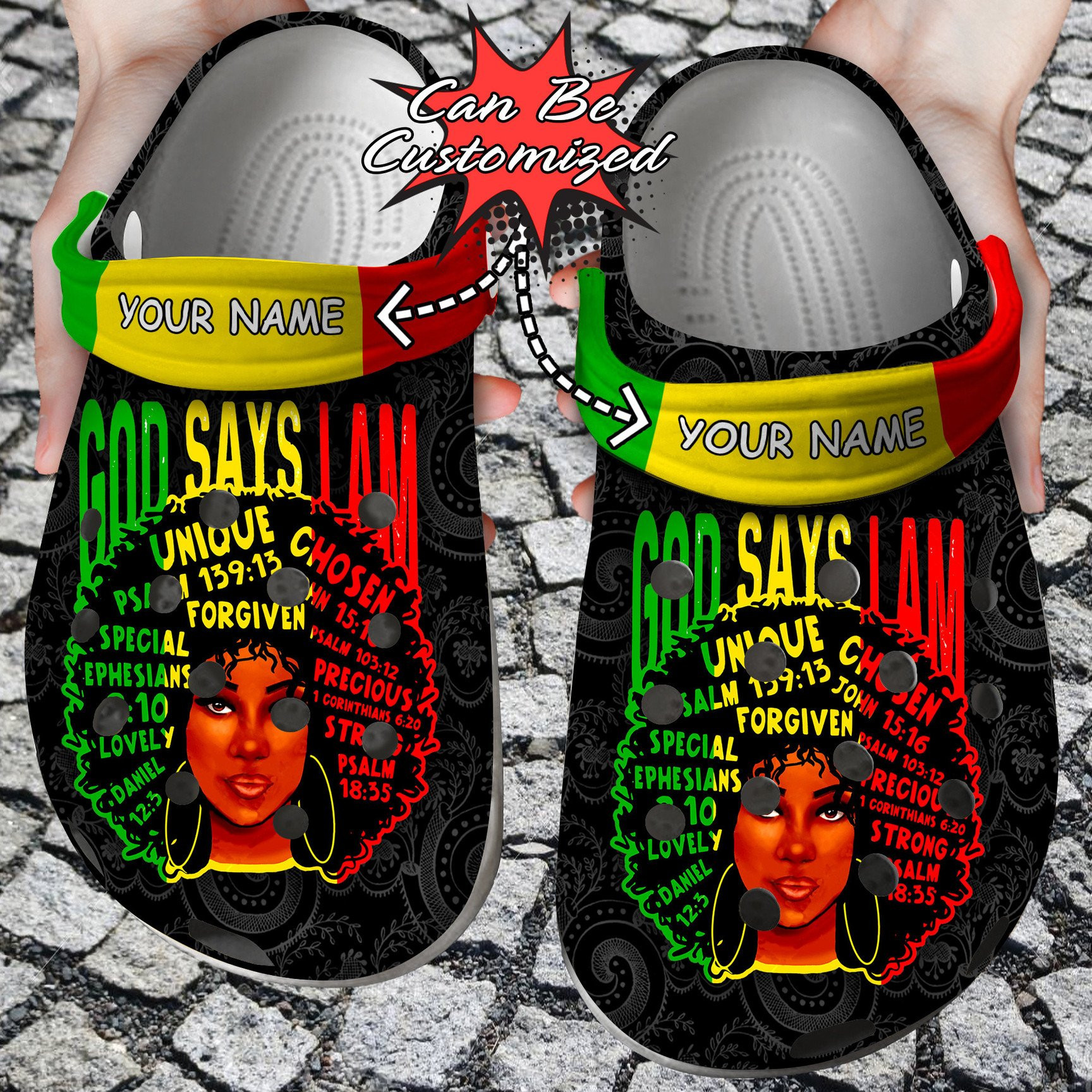 Personalized African American Woman God Says I Am Black History clog Shoes Custom