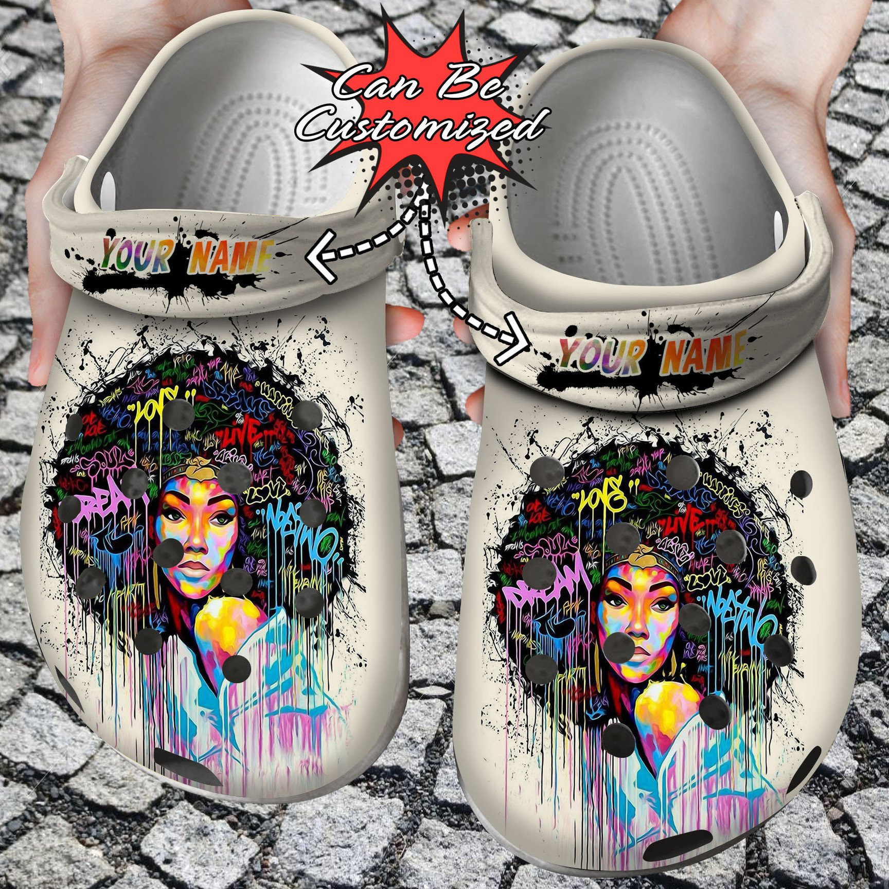 Personalized African American Woman Powerful Women clog Shoes Custom