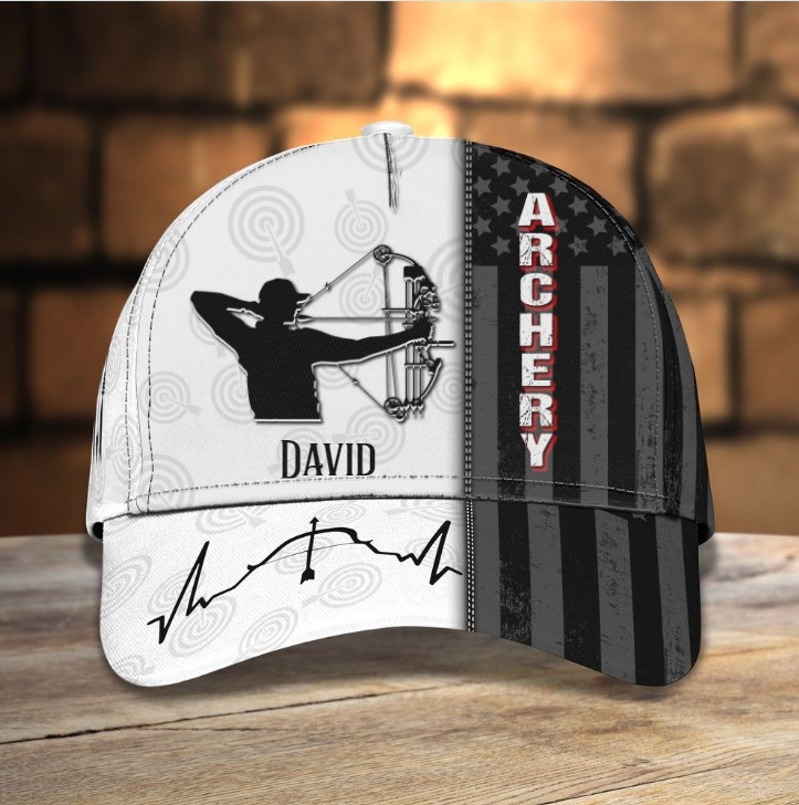 Personalized Aim Shoot Swear Repeat 3D Classic Cap for Archer, Funny Archery hat for Man Trucker Hats Custom Hats Gifts For Men & Women