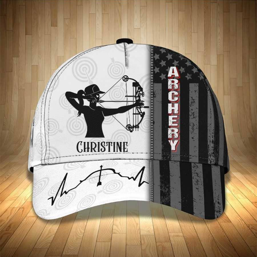 Personalized Aim Shoot Swear Repeat 3D Classic Cap for Archer, Funny Archery hat for Man Trucker Hats Custom Hats Gifts For Men & Women