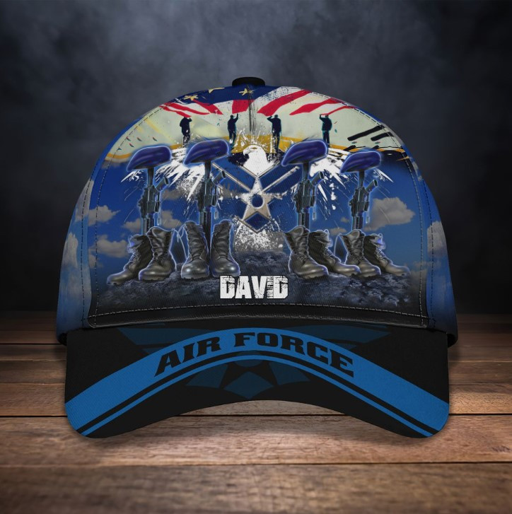 Personalized Air Force 4th of July Classic Cap for Dad, Husband Air Force Hat for Him Trucker Hats Custom Hats Gifts For Men & Women