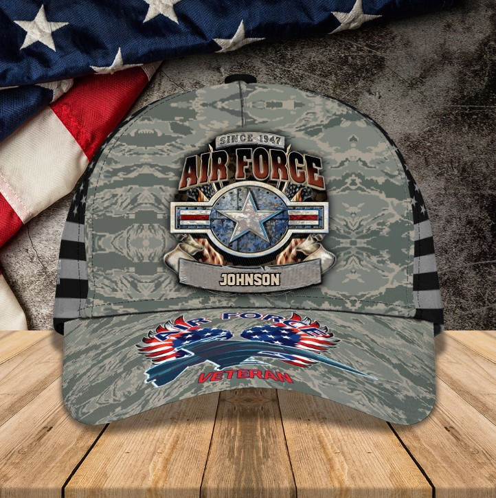 Personalized Air Force 4th of July Classic Cap for Dad, Husband Air Force Hat for Him Trucker Hats Custom Hats Gifts For Men & Women