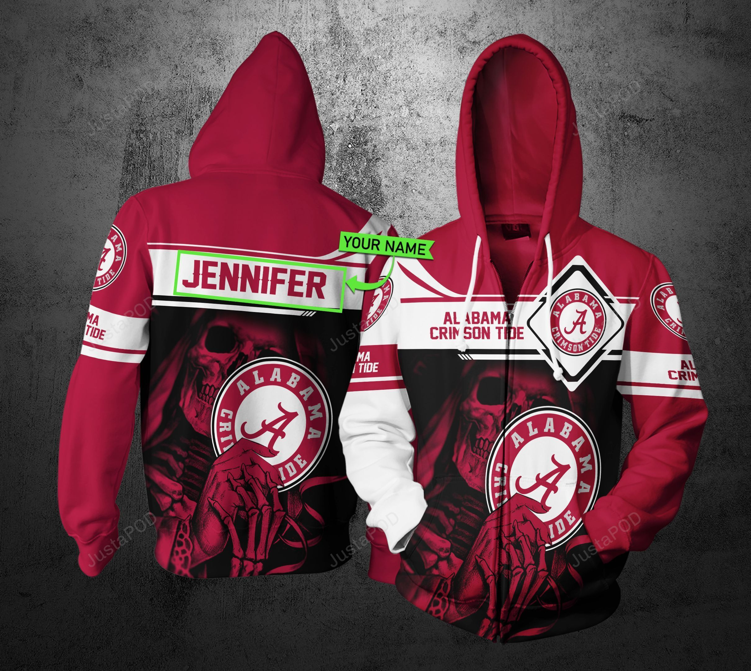 Personalized Alabama Crimson Tide 3D All Over Print Hoodie, Zip Hoodie