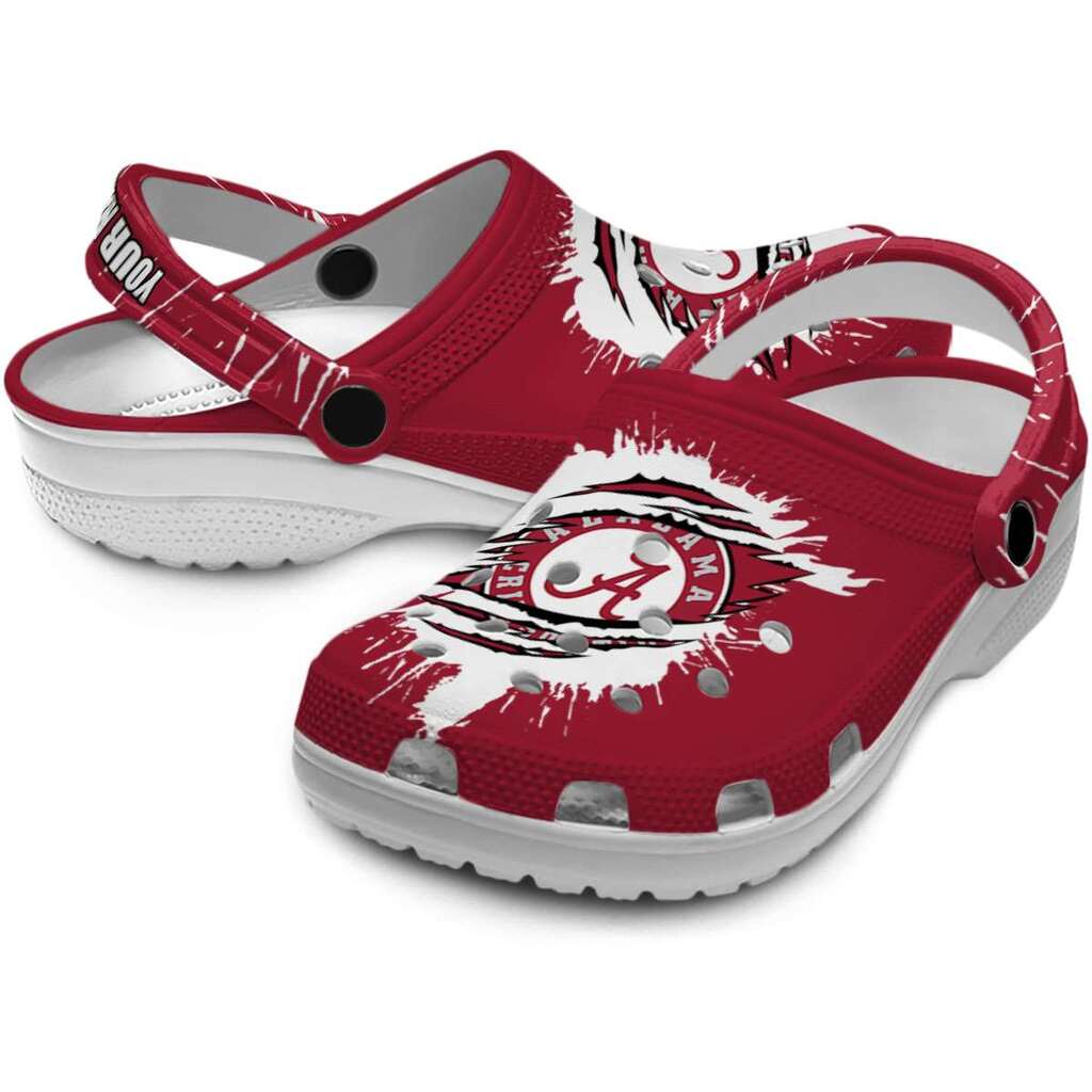 Personalized Alabama Crimson Tide Splash Motif Background ClogTVC1801975 - Image 3