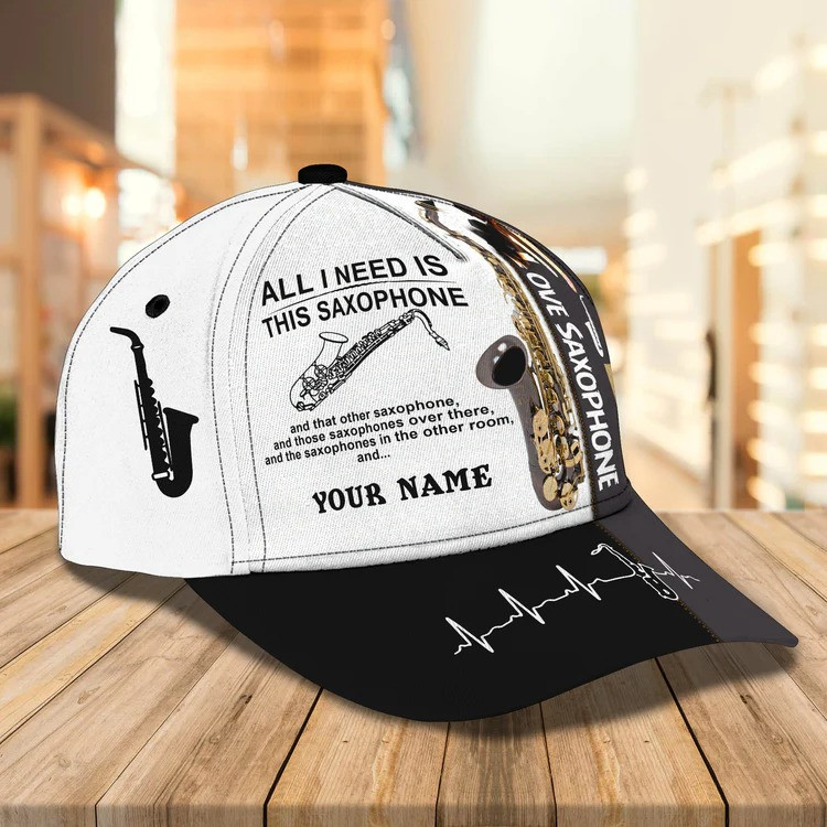 Personalized All I need is Saxophone 3D Baseball Cap for Boy, Saxophone Hat for Boy Trucker Hats Custom Hats Gifts For Men & Women