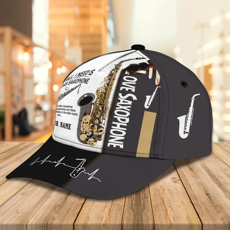 Personalized All I need is Saxophone 3D Baseball Cap for Boy, Saxophone Hat for Boy Trucker Hats Custom Hats Gifts For Men & Women