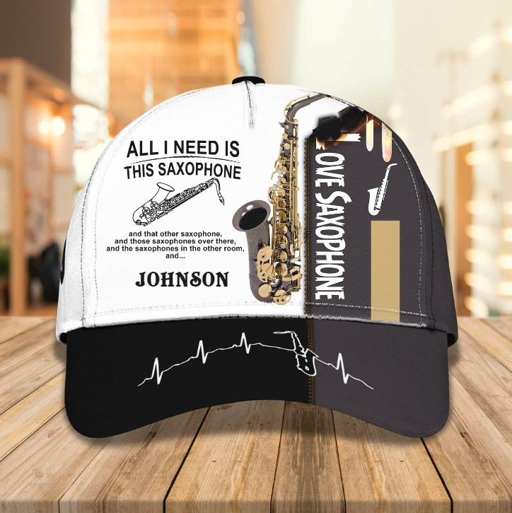 Personalized All I need is Saxophone 3D Baseball Cap for Boy, Saxophone Hat for Boy Trucker Hats Custom Hats Gifts For Men & Women