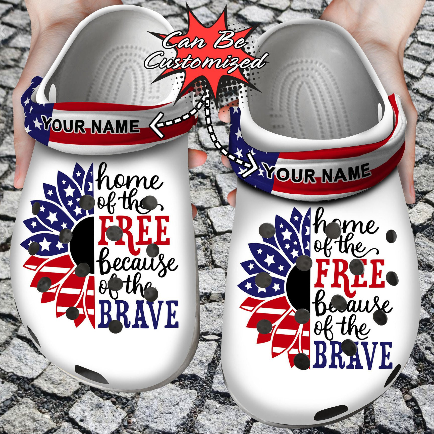 Personalized America Patriotic Sunflower clog Shoes Custom