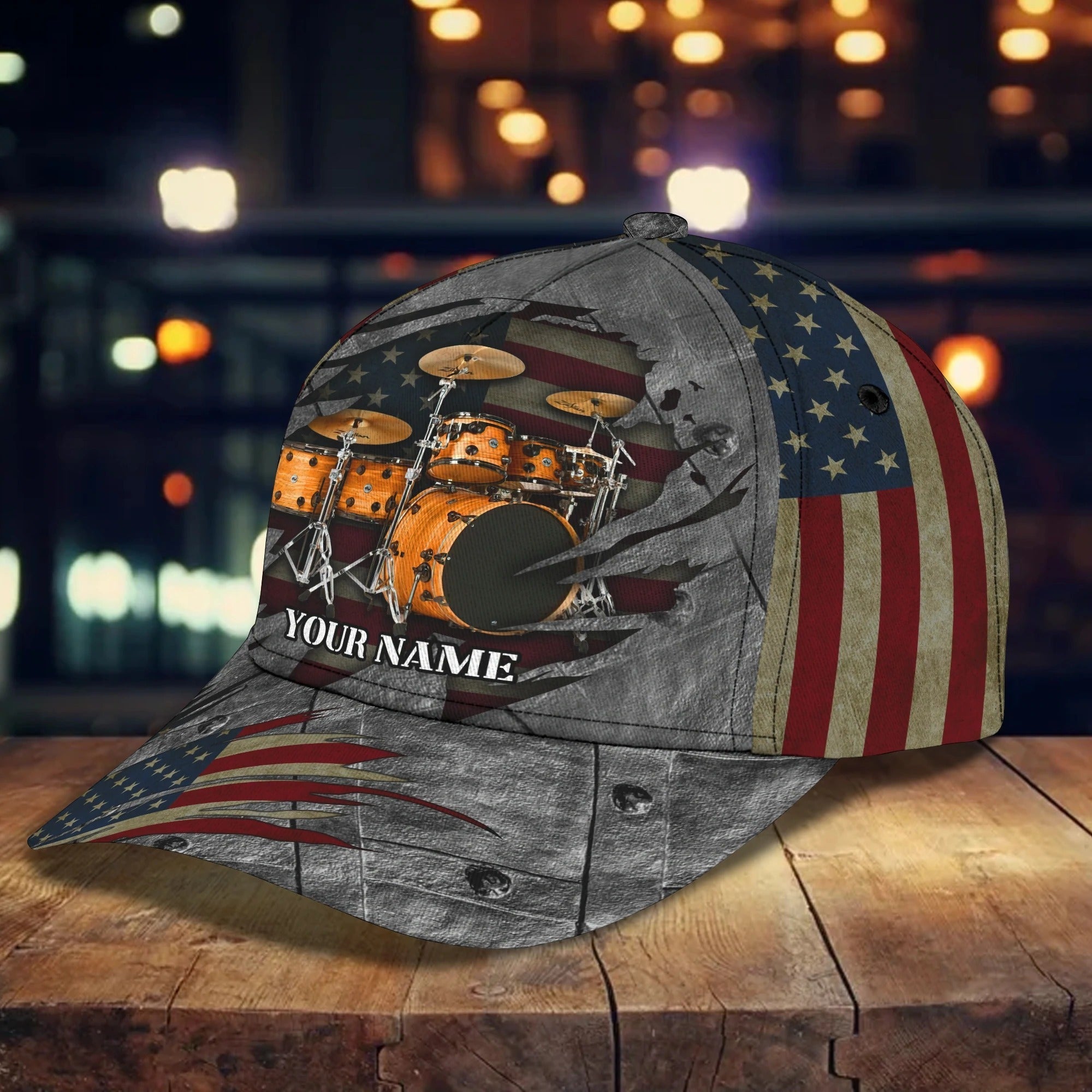 Personalized American Drummer Cap, 3D All Over Print Drum Cap Hat In Usa Flag, Gift To Drum Lover Drummer Gift Trucker Hats Custom Hats Gifts For Men & Women