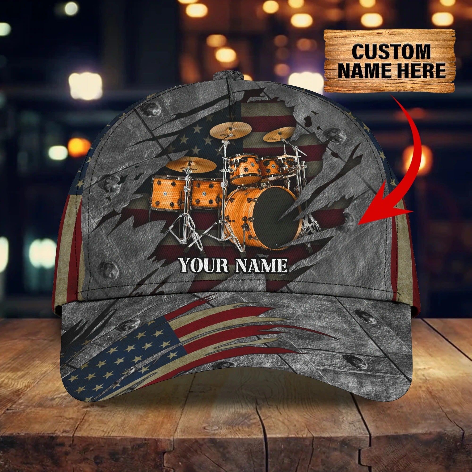 Personalized American Drummer Cap, 3D All Over Print Drum Cap Hat In Usa Flag, Gift To Drum Lover Drummer Gift Trucker Hats Custom Hats Gifts For Men & Women