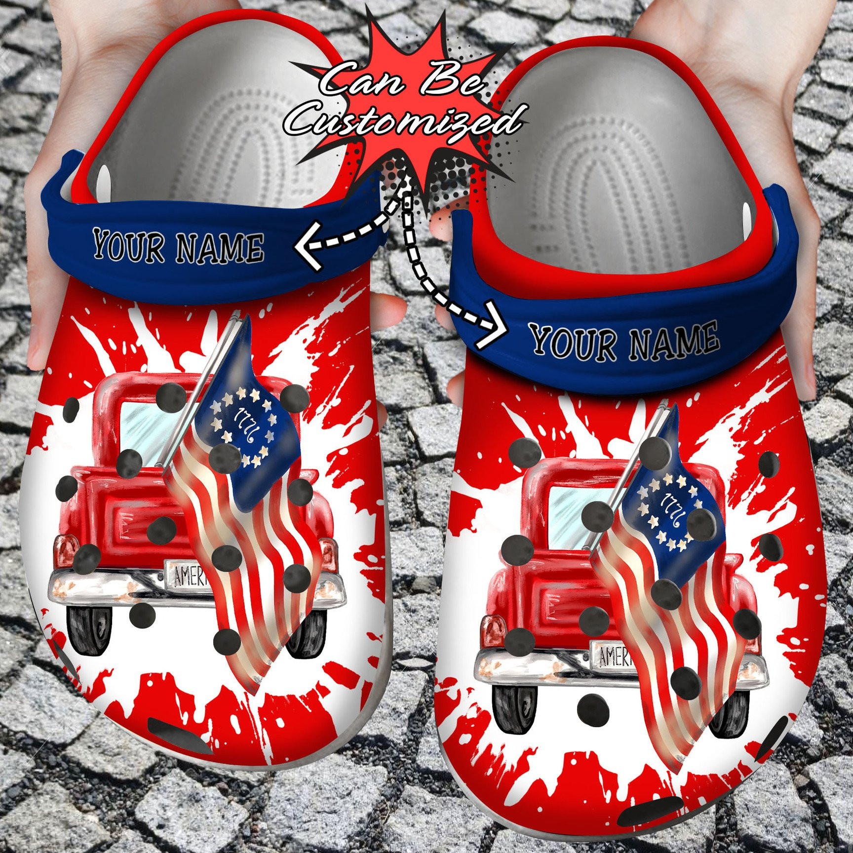 Personalized American Flag Truck clog Shoes Custom