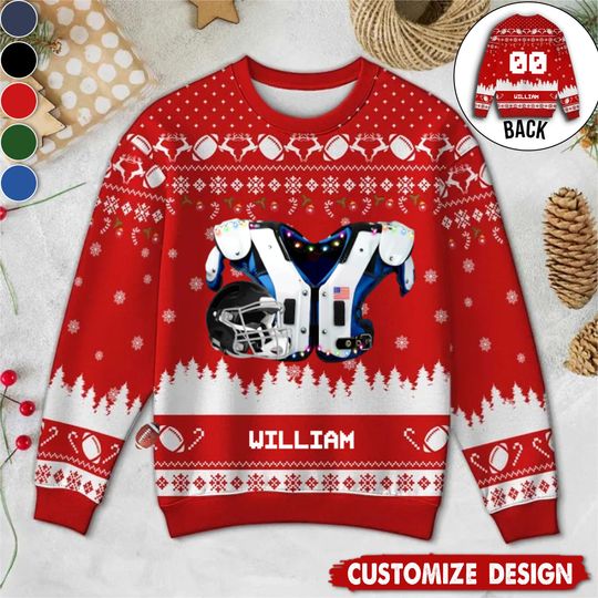 Personalized American Football Ugly Sweatshirt - Gift For American Lovers - Image 2