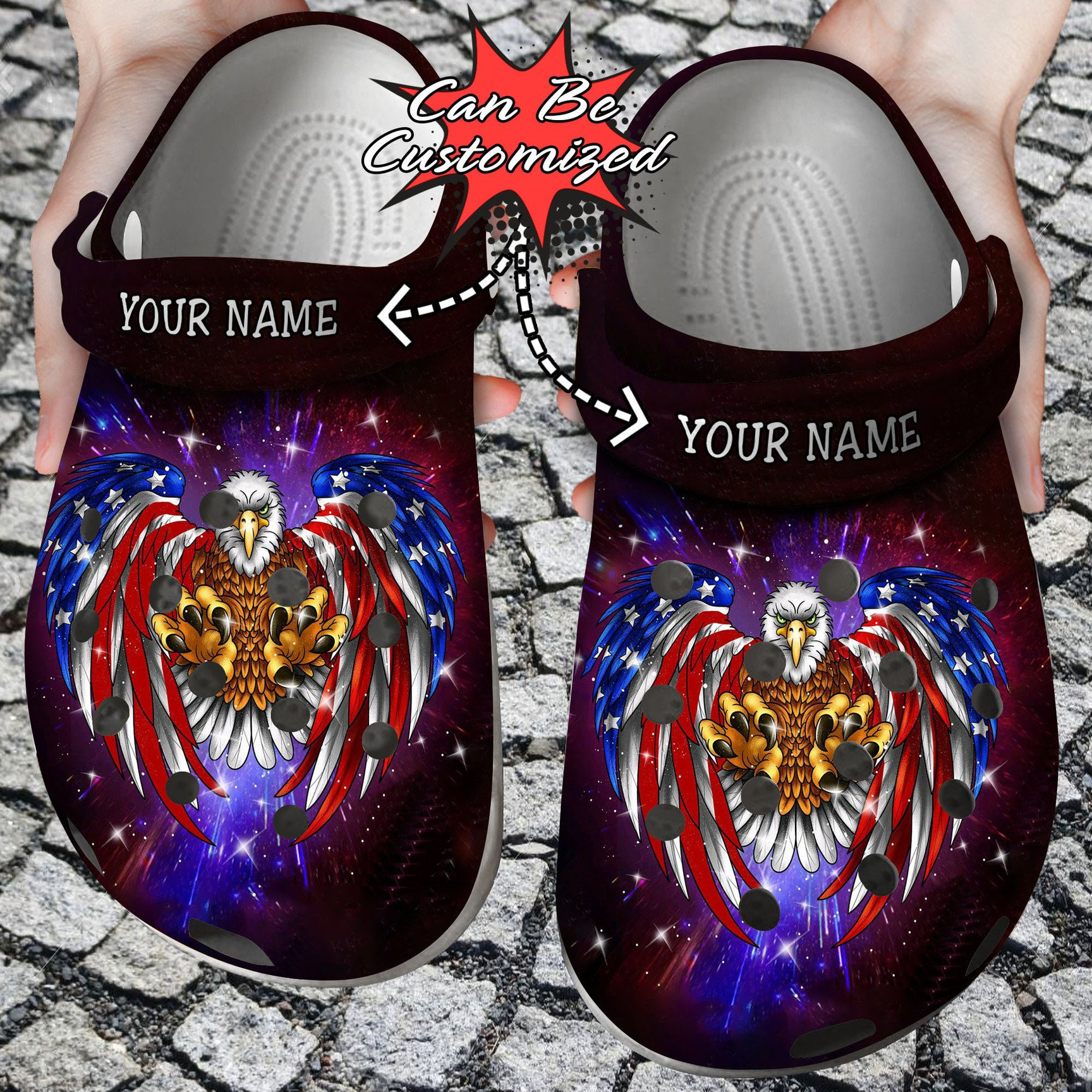 Personalized American Patriotic Eagle clog Shoes Custom