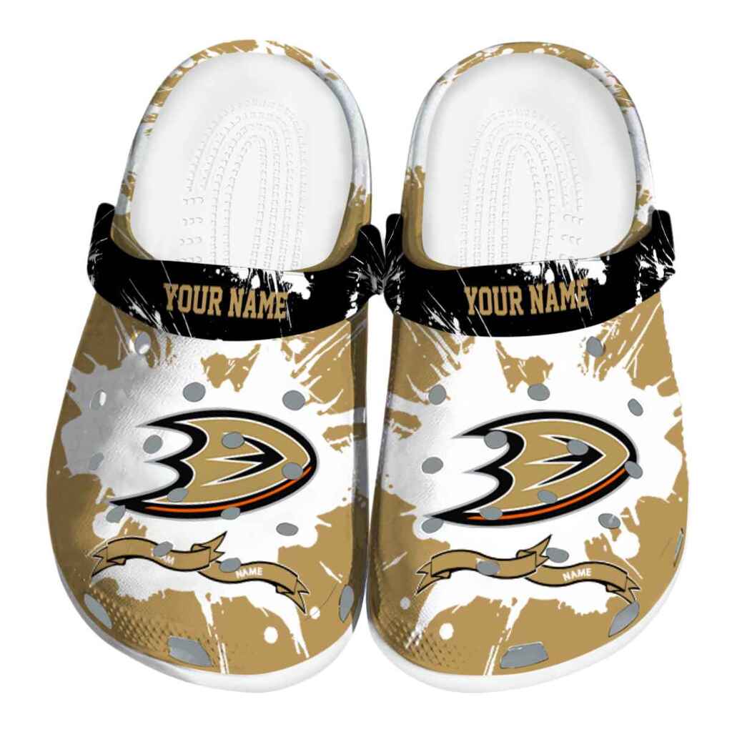 Personalized Anaheim Ducks Splatter Pattern ClogTVC1801859