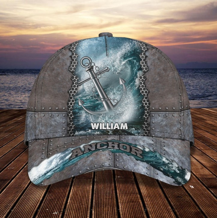 Personalized Anchor Black and White Classic Cap for Men, Sea Anchor Hat Trucker Hats Custom Hats Gifts For Men & Women
