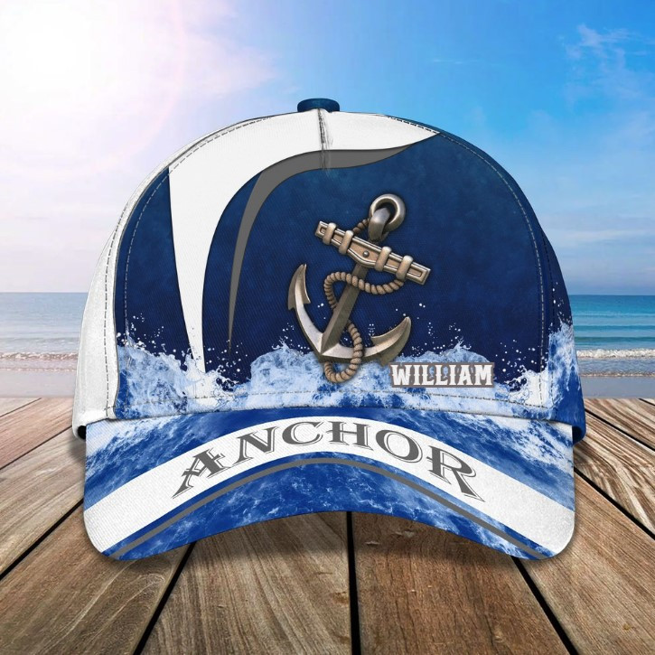 Personalized Anchor Black and White Classic Cap for Men, Sea Anchor Hat Trucker Hats Custom Hats Gifts For Men & Women