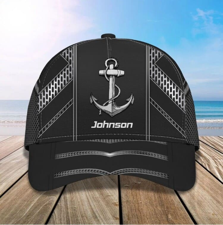 Personalized Anchor Black and White Classic Cap for Men, Sea Anchor Hat Trucker Hats Custom Hats Gifts For Men & Women