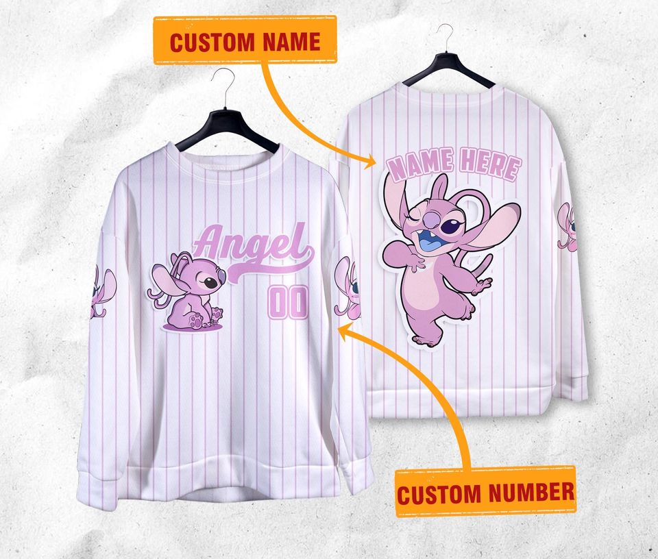 Personalized Angel Sweatshirt Custom Name Cartoon Shirt Gift