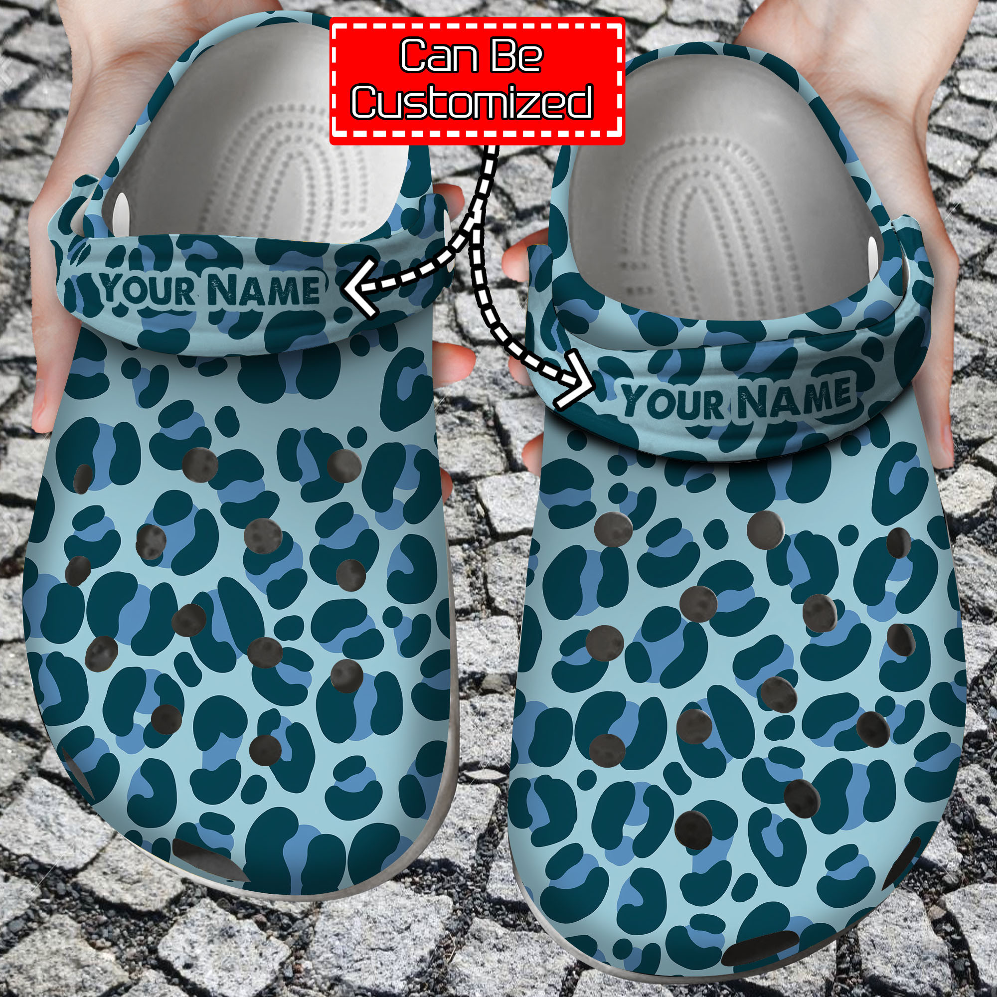 Personalized Animal Blue Print Pattern clog Shoes