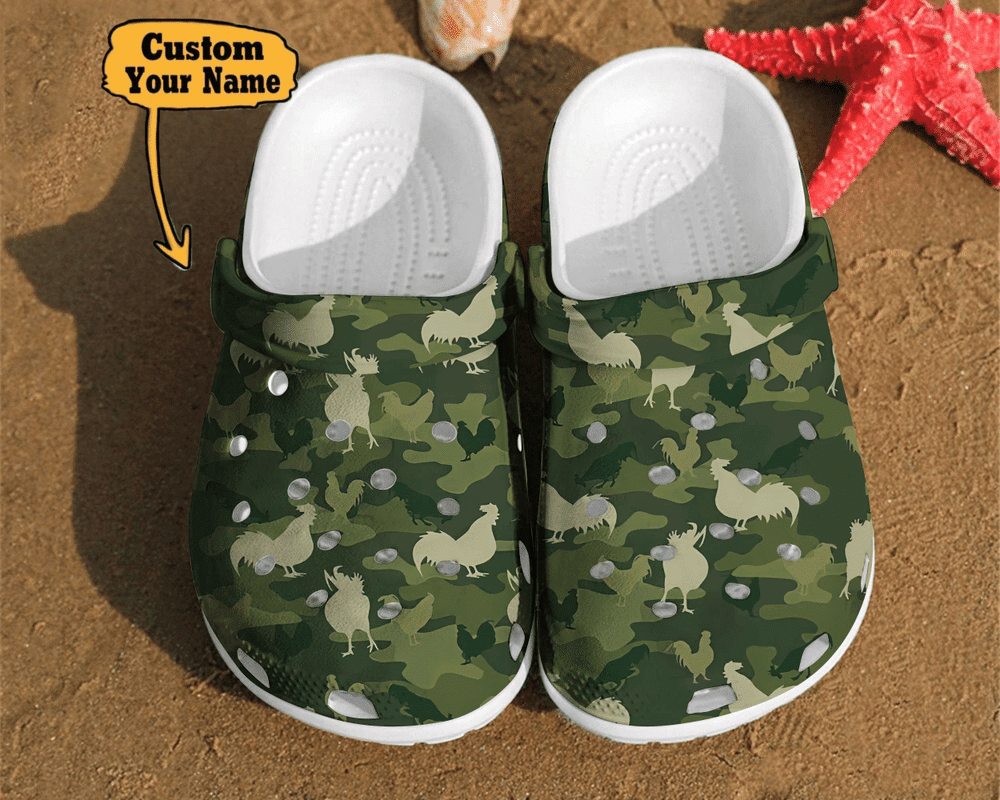 Personalized Animals - Camo Chicken Funny Lover Gift Farm Animals Clog Shoes For Men And Women