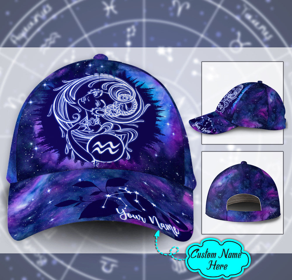 Personalized Aquarius Girl is mysterious Hat Classic Cap Trucker Hats Custom Hats Gifts For Men & Women