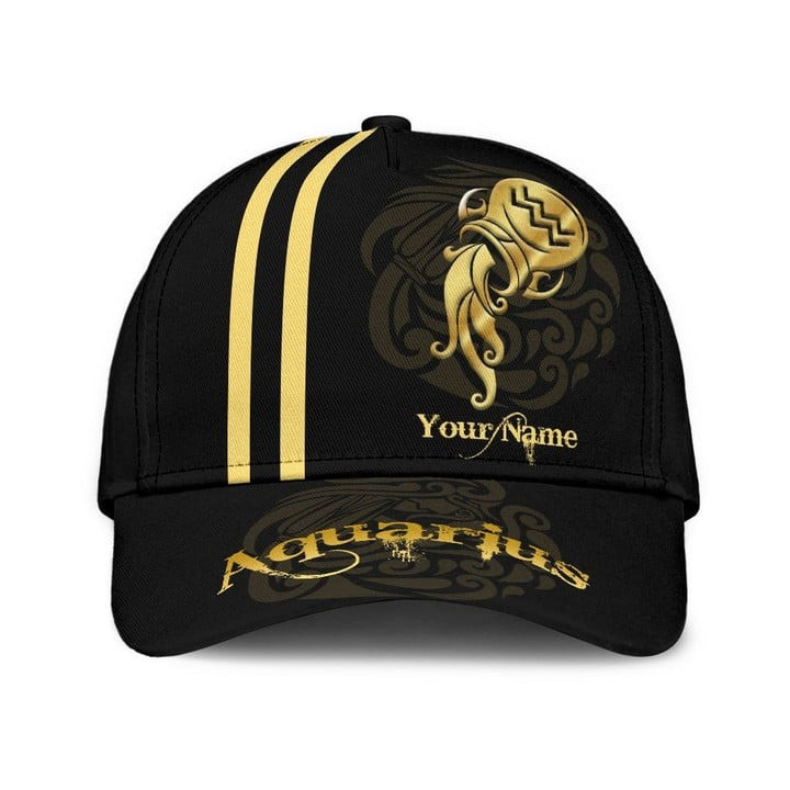 Personalized Aquarius Zodiac Classic Cap for Men, Women, Aquarius Zodiac Hats Friend Birthday's Gift Trucker Hats Custom Hats Gifts For Men & Women