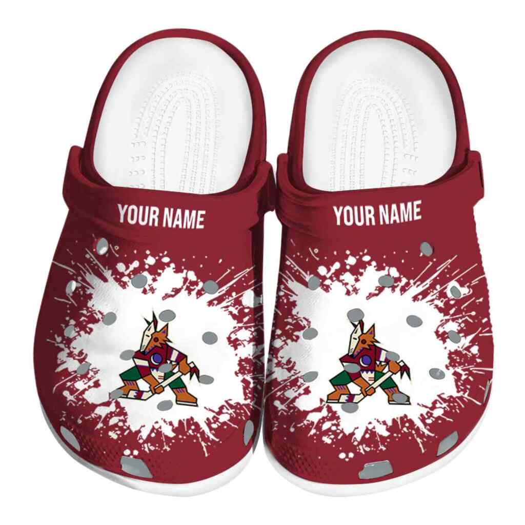 Personalized Arizona Coyotes Splatter Background ClogTVC1801875