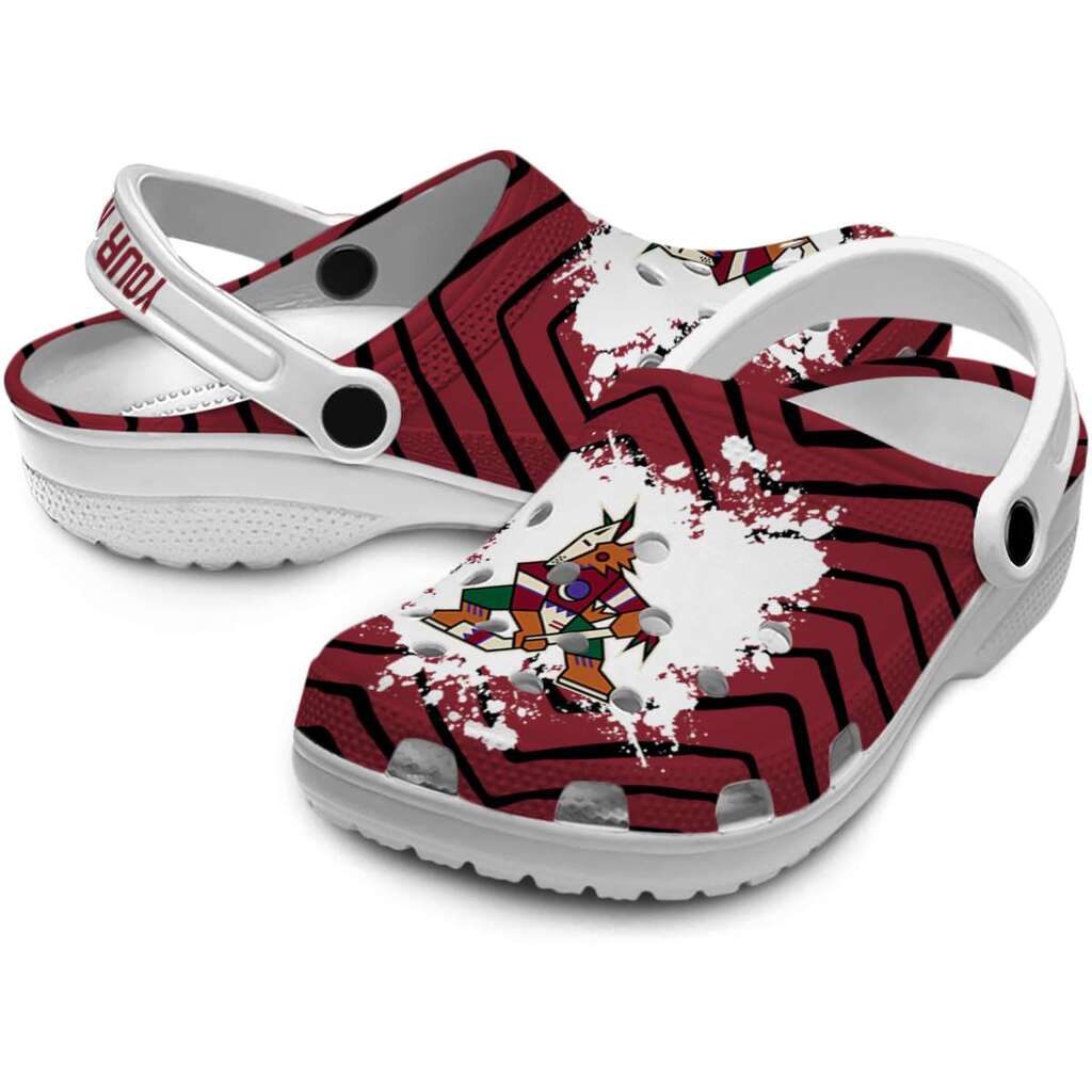 Personalized Arizona Coyotes Zigzag Paint Burst ClogTVC1801877 - Image 3