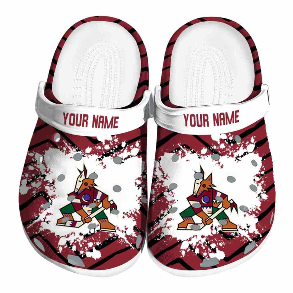 Personalized Arizona Coyotes Zigzag Paint Burst ClogTVC1801877