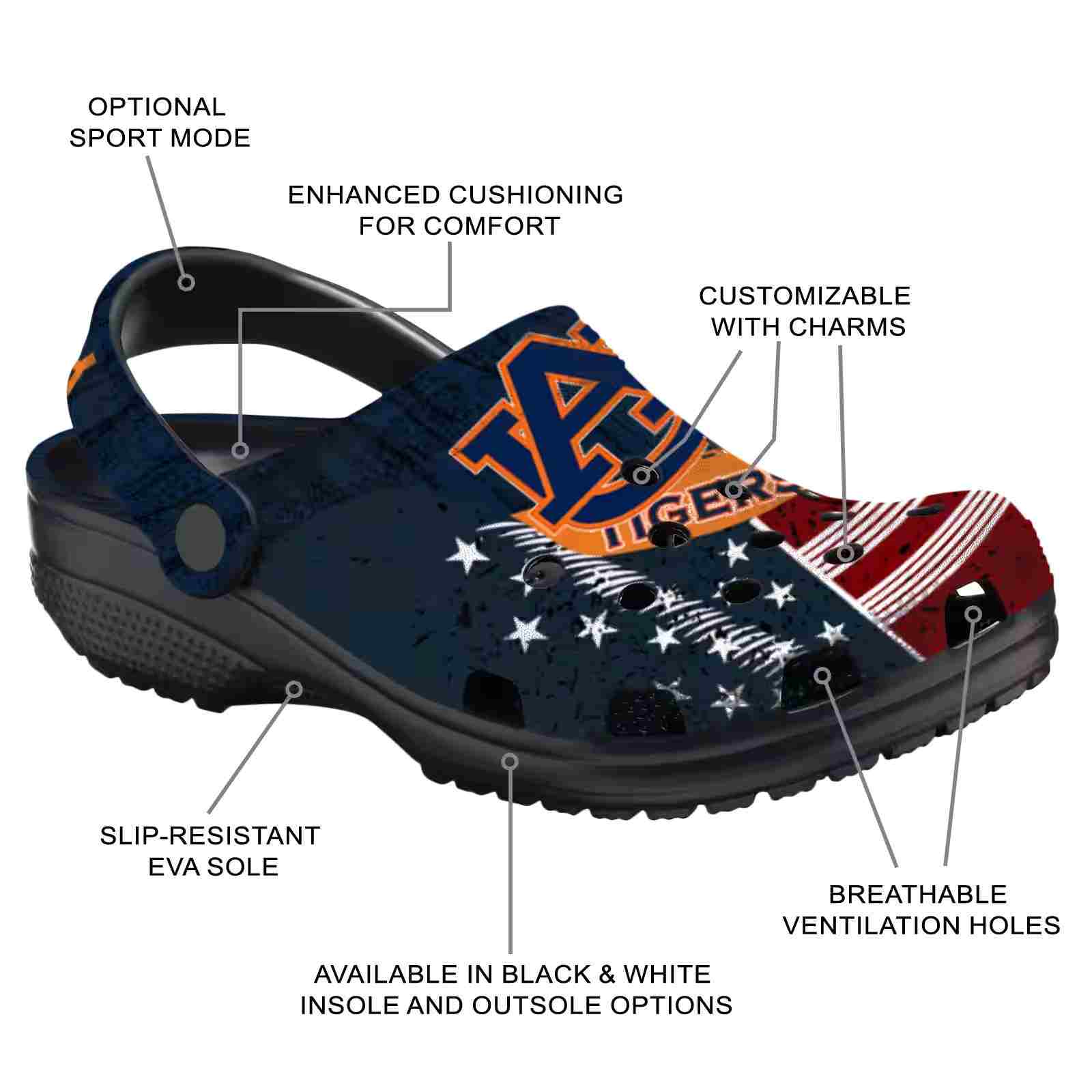 Personalized Auburn Tigers Star-Spangled Side Pattern ClogTVC1801982 - Image 5
