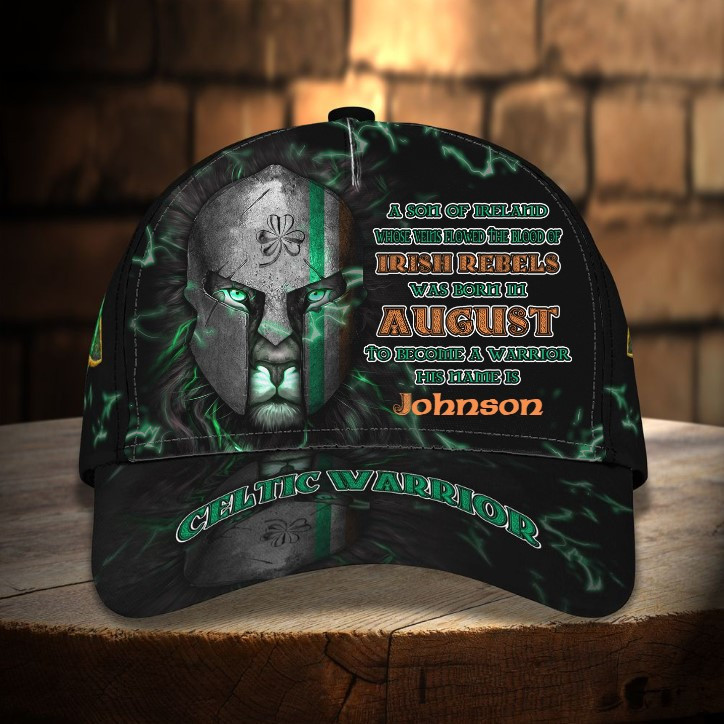Personalized August Celtic Warrior Classic Cap for Men, Celtic Pride Hats for Husband Trucker Hats Custom Hats Gifts For Men & Women