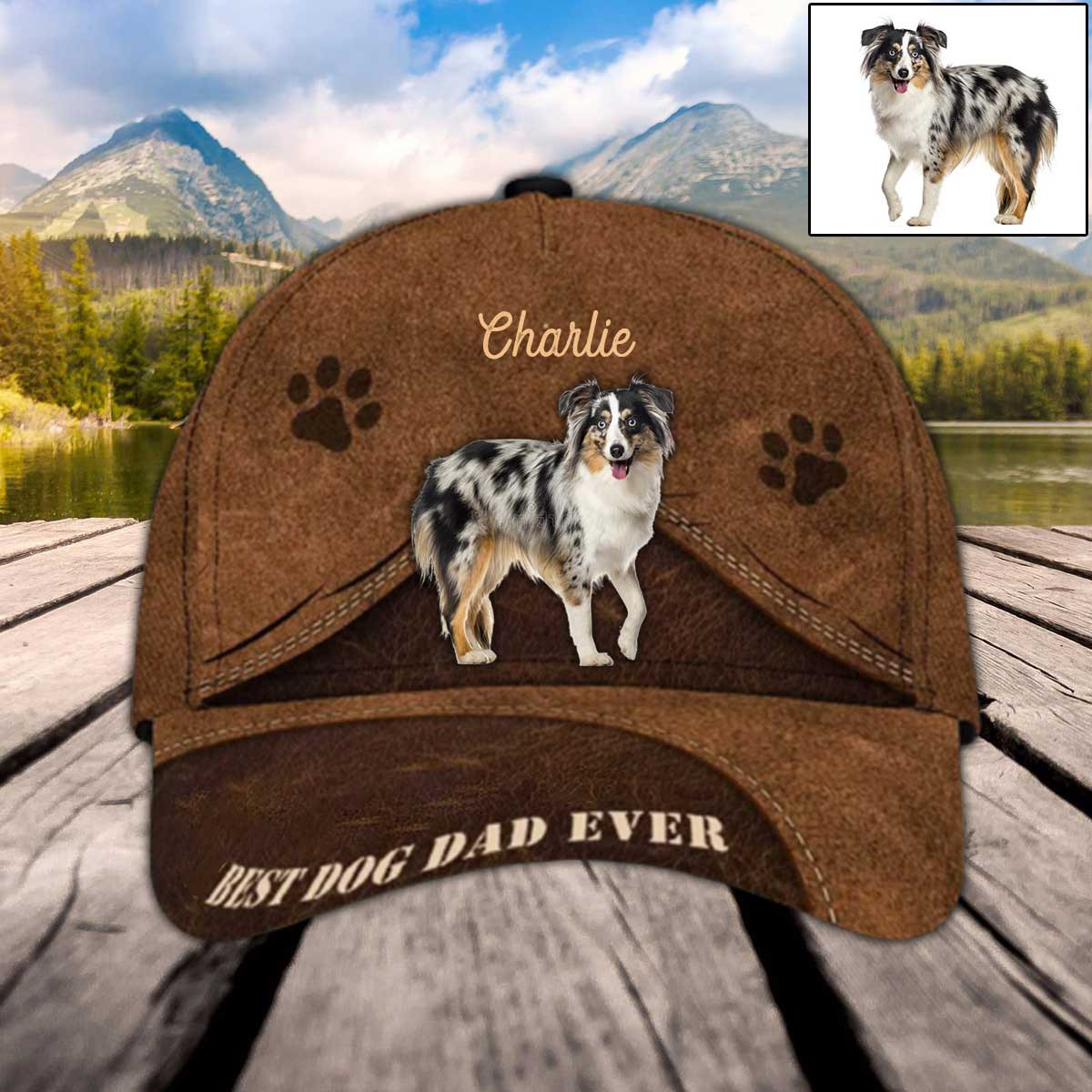 Personalized Australian Shepherd Hat, Custom Photo Australian Shepherd Cap for Mom, Dogmom Trucker Hats Custom Hats Gifts For Men & Women