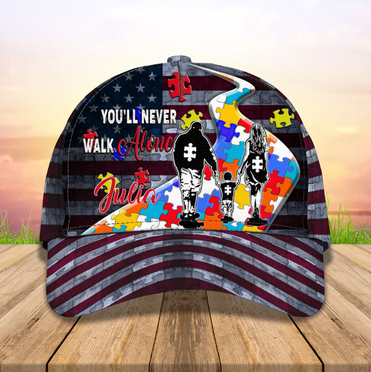 Personalized Autism Awareness 3D Classic Cap for Boy, Girl, Autistic Cap Hat, Custom Name Cap for Autistic People, Son, Daughter Trucker Hats Custom Hats Gifts For Men & Women