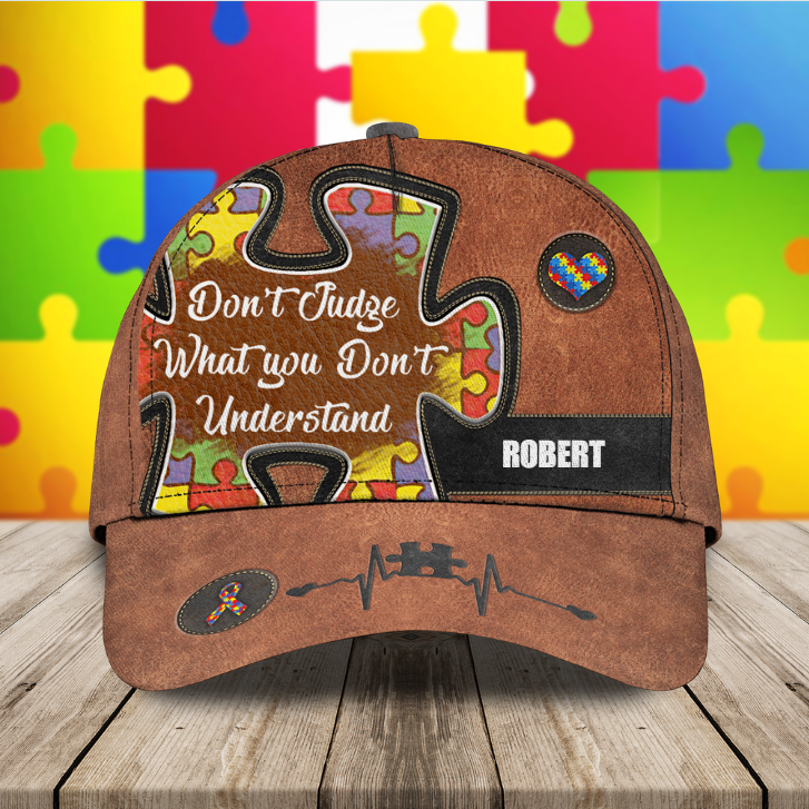 Personalized Autism Awareness 3D Classic Cap for Boy, Girl, Autistic Cap Hat, Custom Name Cap for Autistic People, Son, Daughter Trucker Hats Custom Hats Gifts For Men & Women