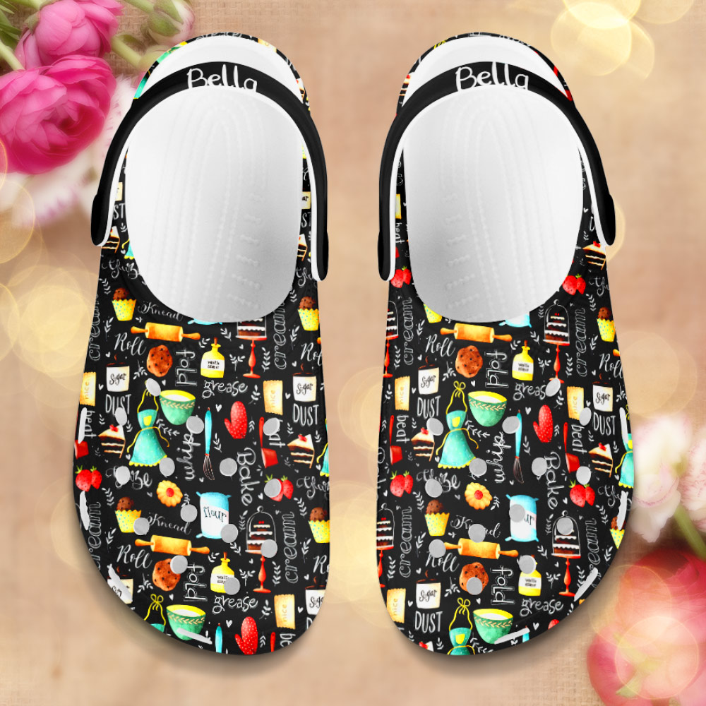 Personalized Baking Pattern clog Shoes New