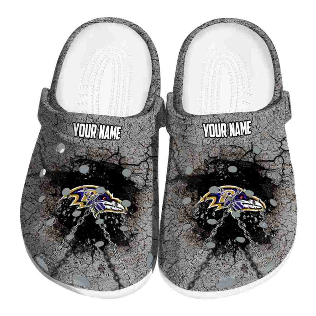 Personalized Baltimore Ravens Cracked Ground Texture ClogTVC1801983