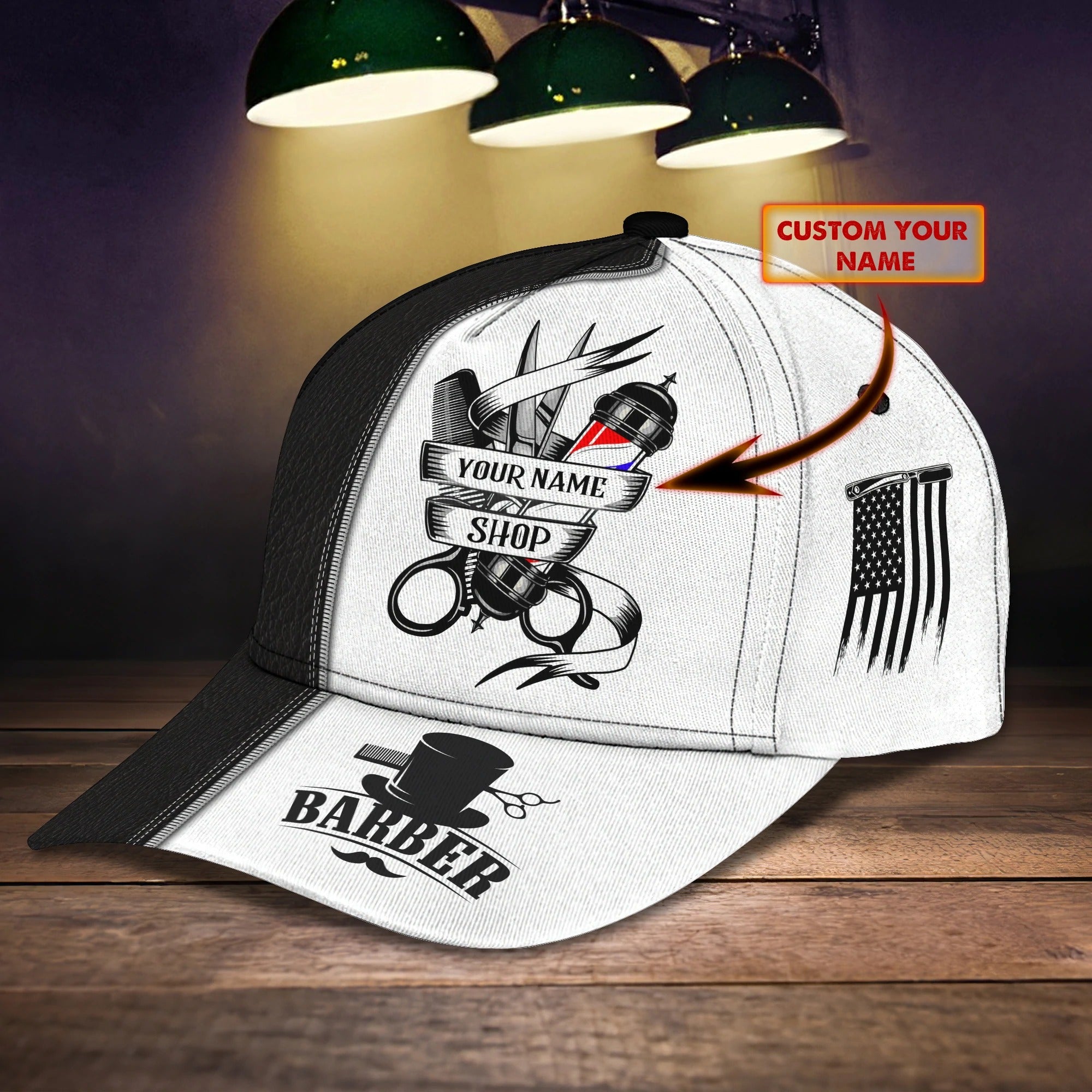 Personalized Barber Cap With Name, Christmas Gift For Barber Man, Barber Cap Hat Full Print Trucker Hats Custom Hats Gifts For Men & Women