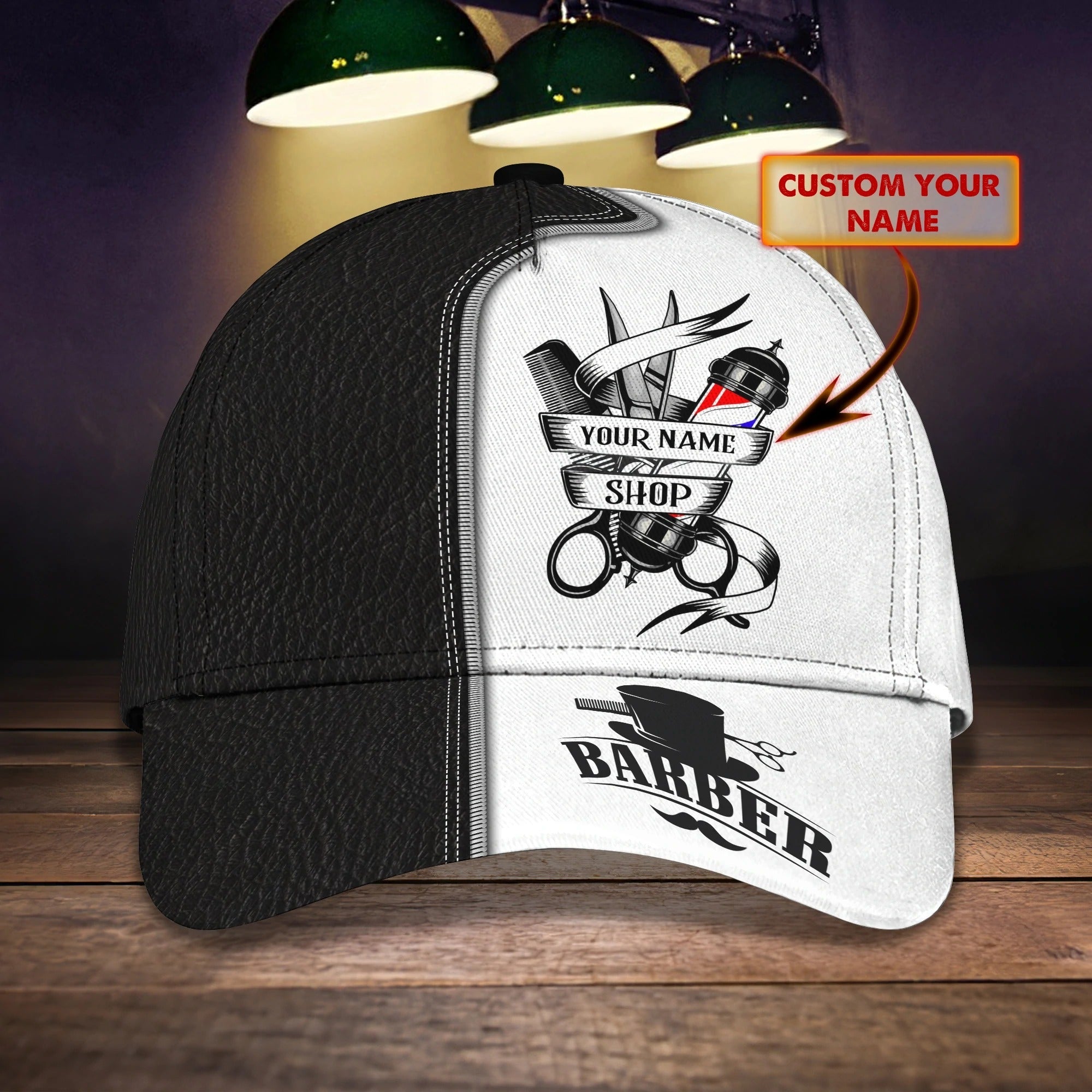 Personalized Barber Cap With Name, Christmas Gift For Barber Man, Barber Cap Hat Full Print Trucker Hats Custom Hats Gifts For Men & Women