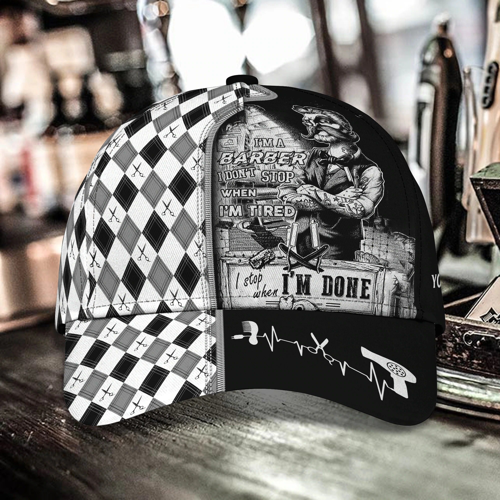 Personalized Barber Cap With Name, Christmas Gift For Barber Man, Barber Cap Hat Full Print Trucker Hats Custom Hats Gifts For Men & Women
