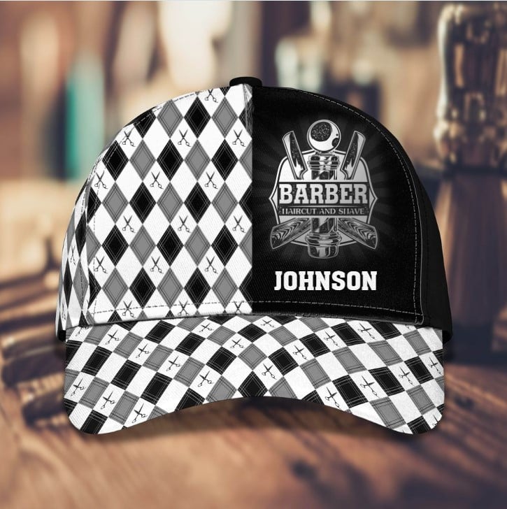 Personalized Barber Shop Hat Uniform Headwear, Upload Logo Barber Shop Classic Cap for Staff, Barber Team Gift Trucker Hats Custom Hats Gifts For Men & Women