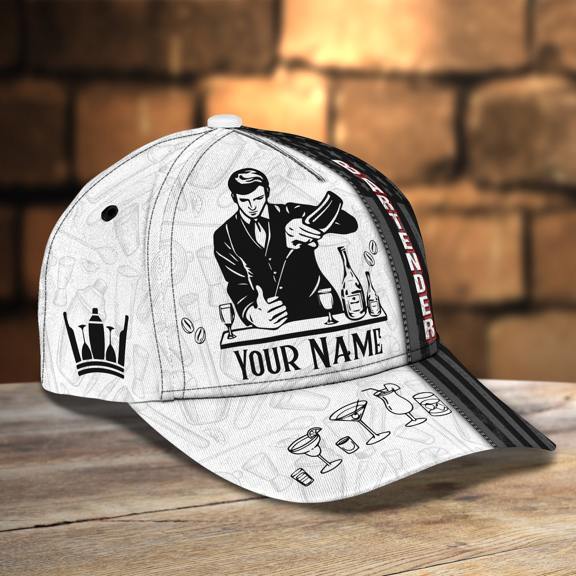 Personalized Bartender Cap, Baseball Bartender Hat For Men, Women, Bartender Gifts Trucker Hats Custom Hats Gifts For Men & Women