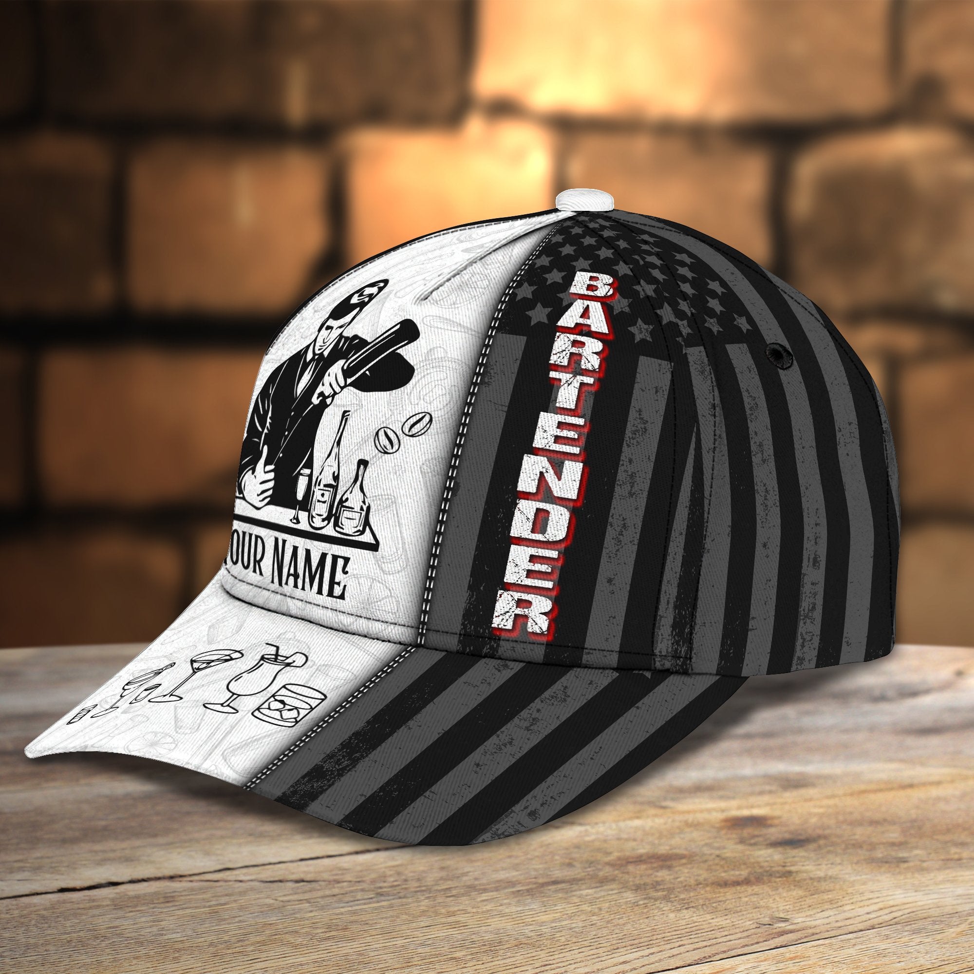 Personalized Bartender Cap, Baseball Bartender Hat For Men, Women, Bartender Gifts Trucker Hats Custom Hats Gifts For Men & Women