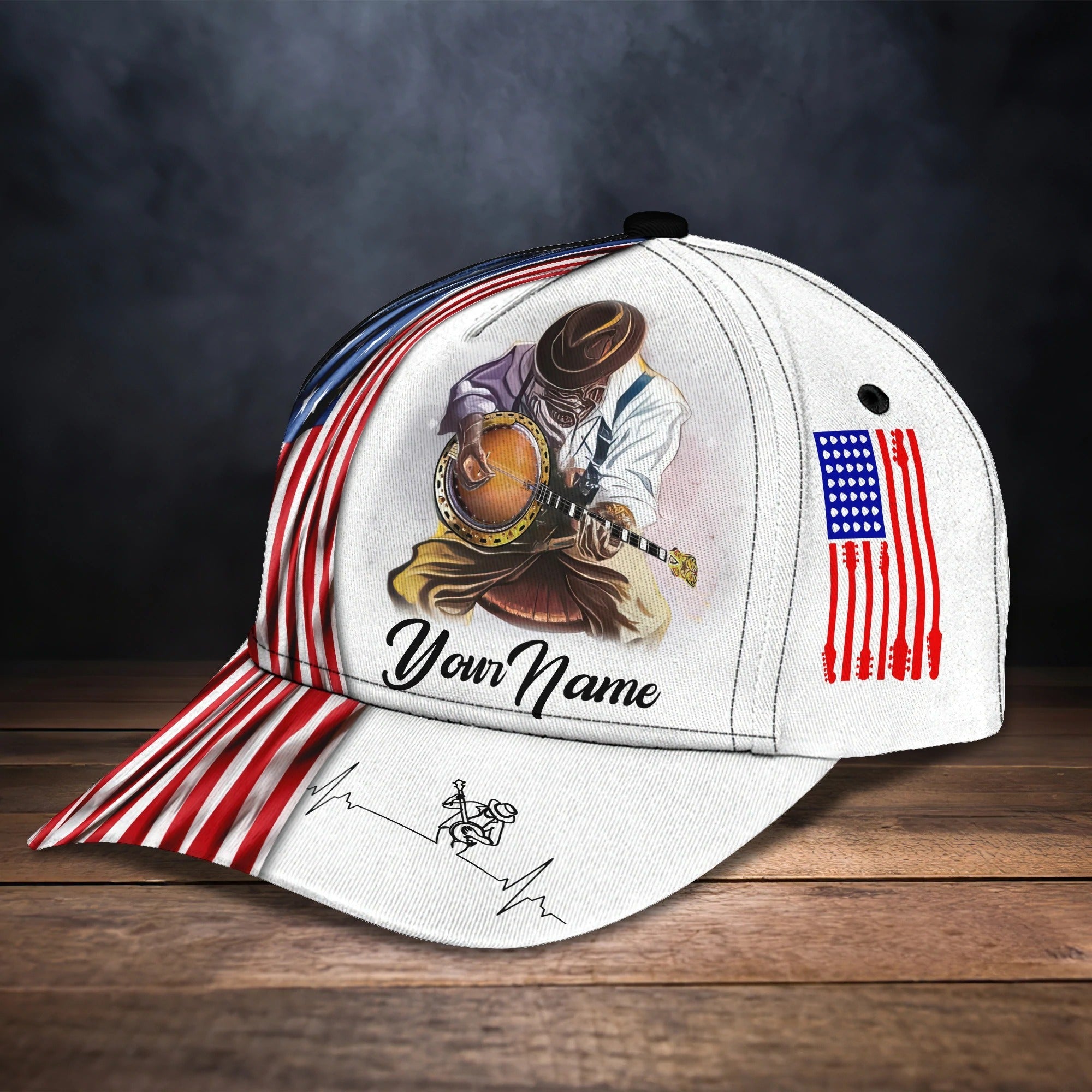 Personalized Baseball Cap Playing Guitar, To My Husband Love Guitar Guitarist 3D Full Print Cap Hat Trucker Hats Custom Hats Gifts For Men & Women