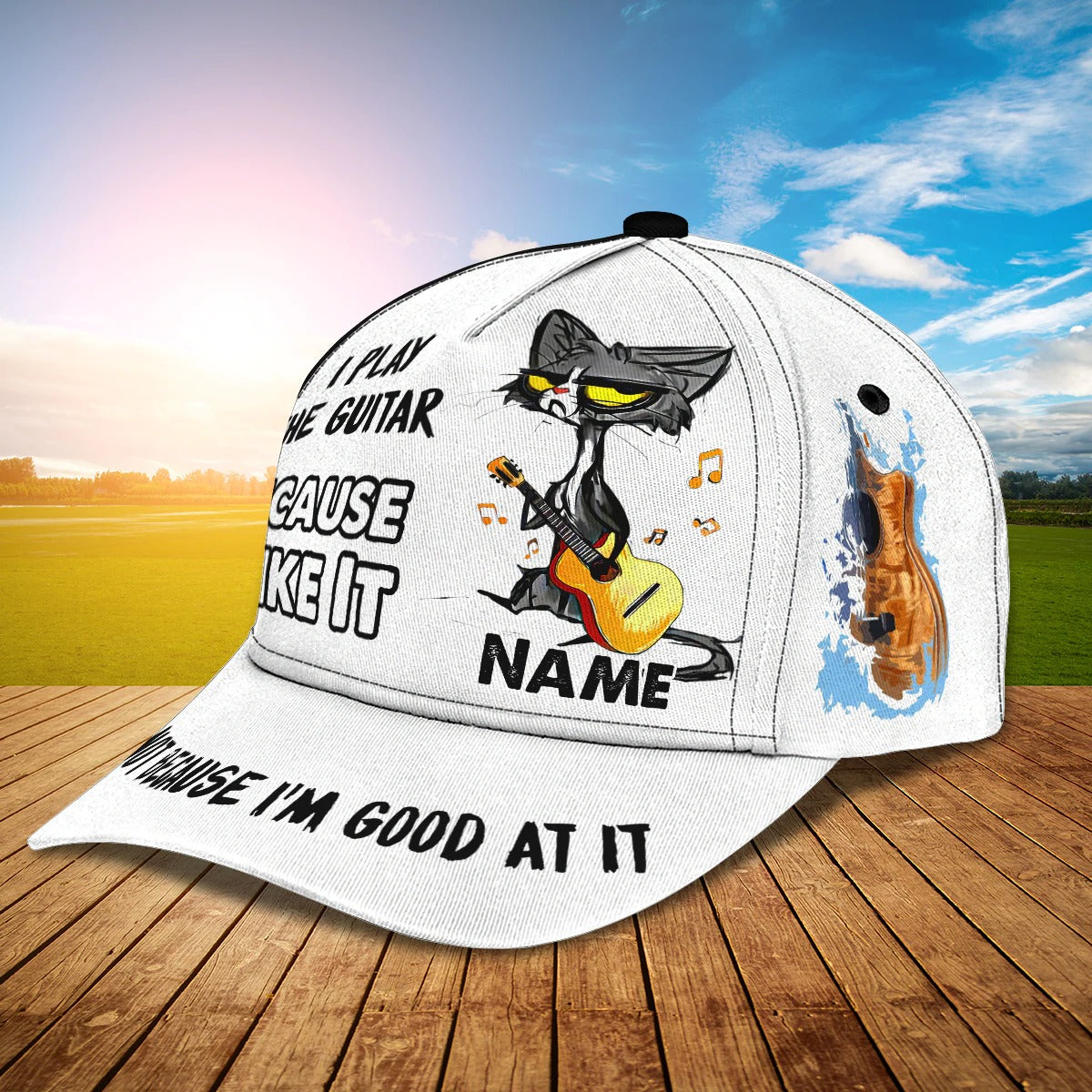Personalized Baseball Cap With Name, I Play The Guitar Because I Like It, Funny Gift For Guitarist Guitar Lover Trucker Hats Custom Hats Gifts For Men & Women
