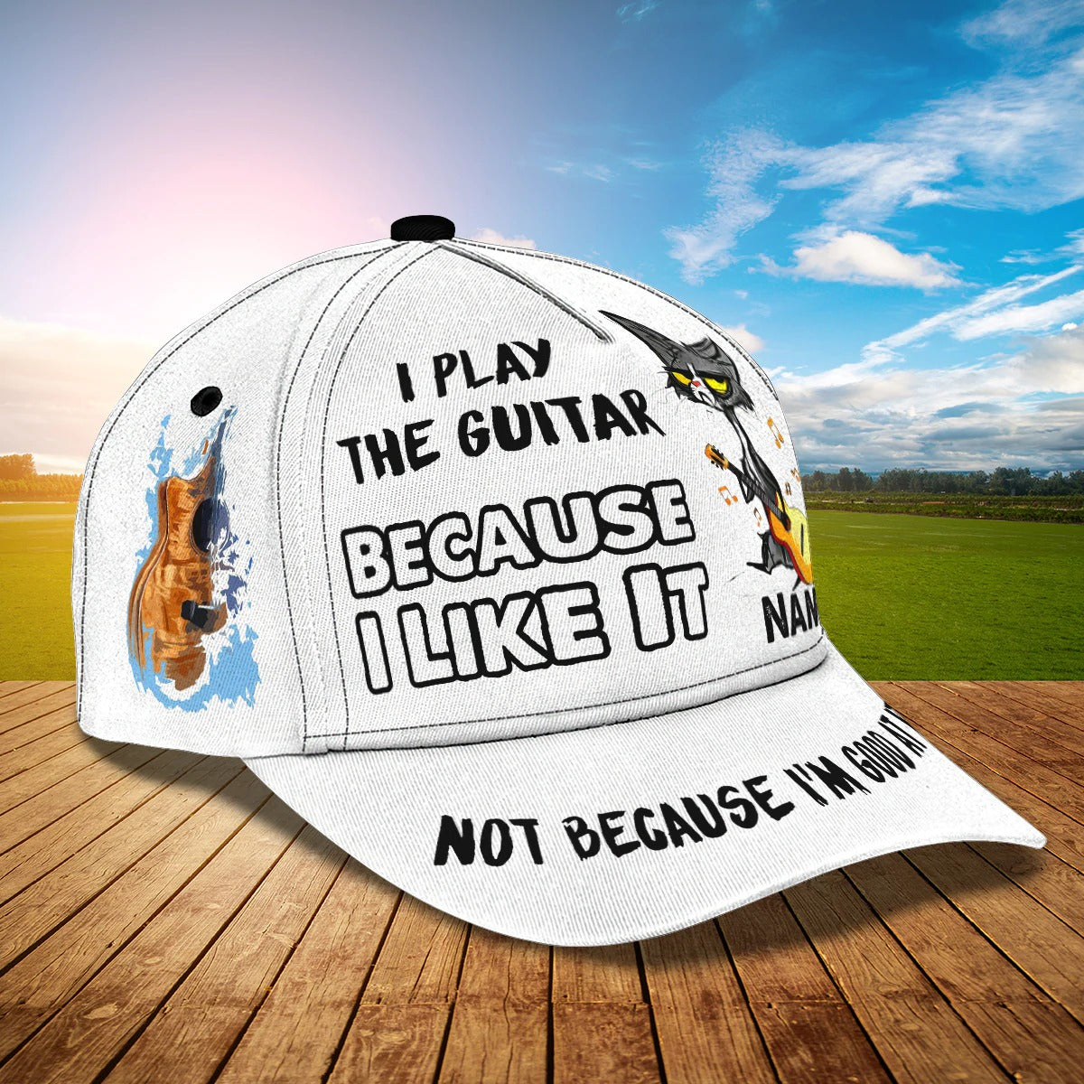 Personalized Baseball Cap With Name, I Play The Guitar Because I Like It, Funny Gift For Guitarist Guitar Lover Trucker Hats Custom Hats Gifts For Men & Women