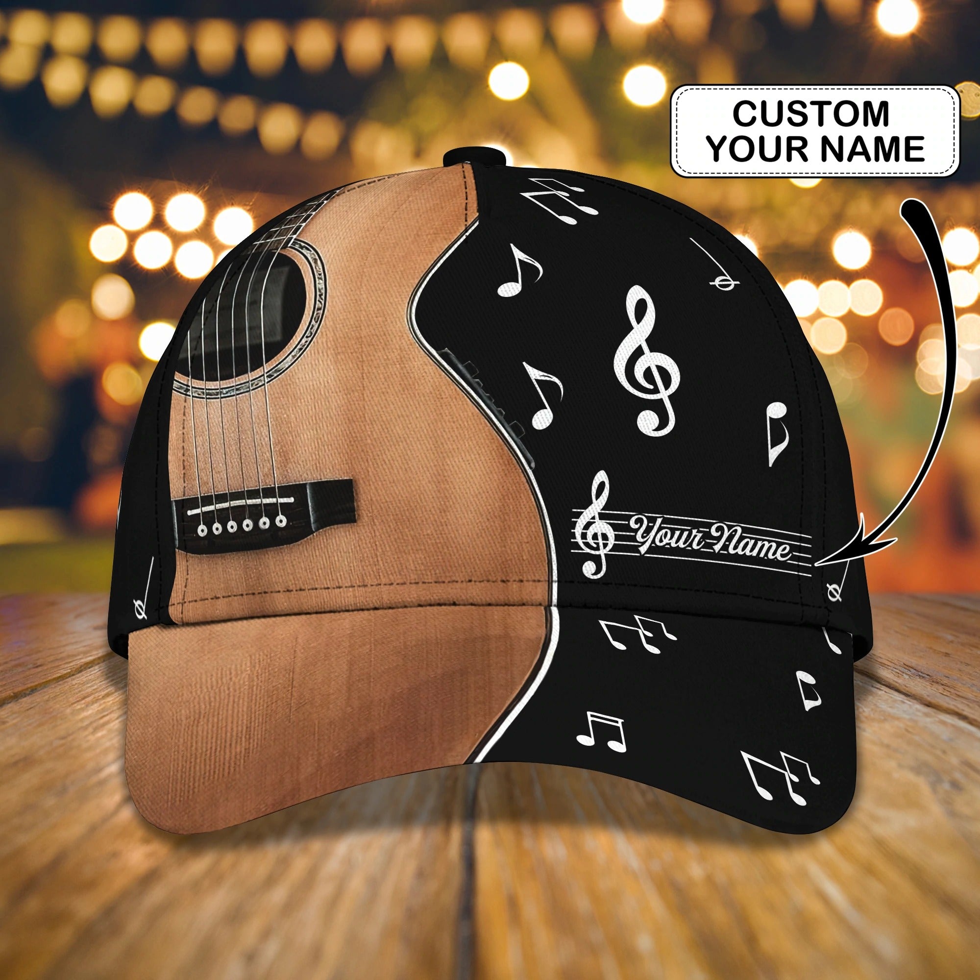 Personalized Baseball Guitar Full Print Cap Hat For Guitar Lover, Classic Guitar 3D Caps To My Son, Daughter Trucker Hats Custom Hats Gifts For Men & Women