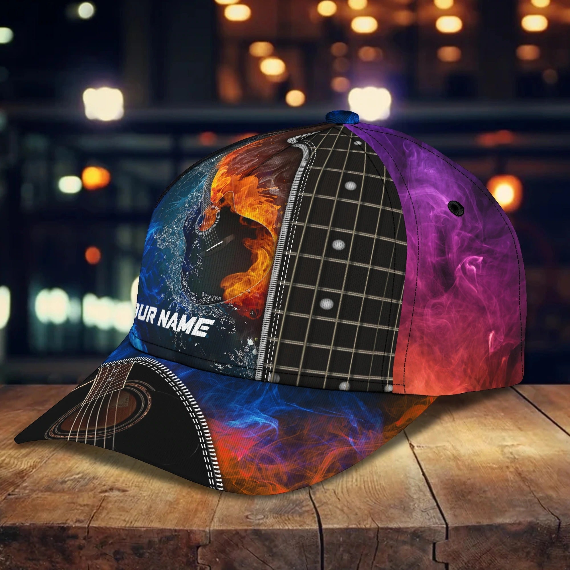 Personalized Baseball Guitar Full Print Cap Hat For Guitar Lover, Classic Guitar 3D Caps To My Son, Daughter Trucker Hats Custom Hats Gifts For Men & Women